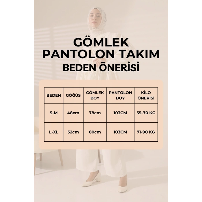 Kadın 100% Pamuk Modal Bordo Gömlek Pantolon Tesettür Takım