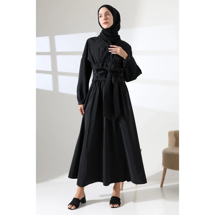 Kadın 100% Pamuk Modal Siyah Gömlek Etek Tesettür Takım