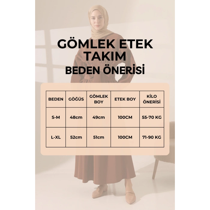 Kadın 100% Pamuk Modal Siyah Gömlek Etek Tesettür Takım