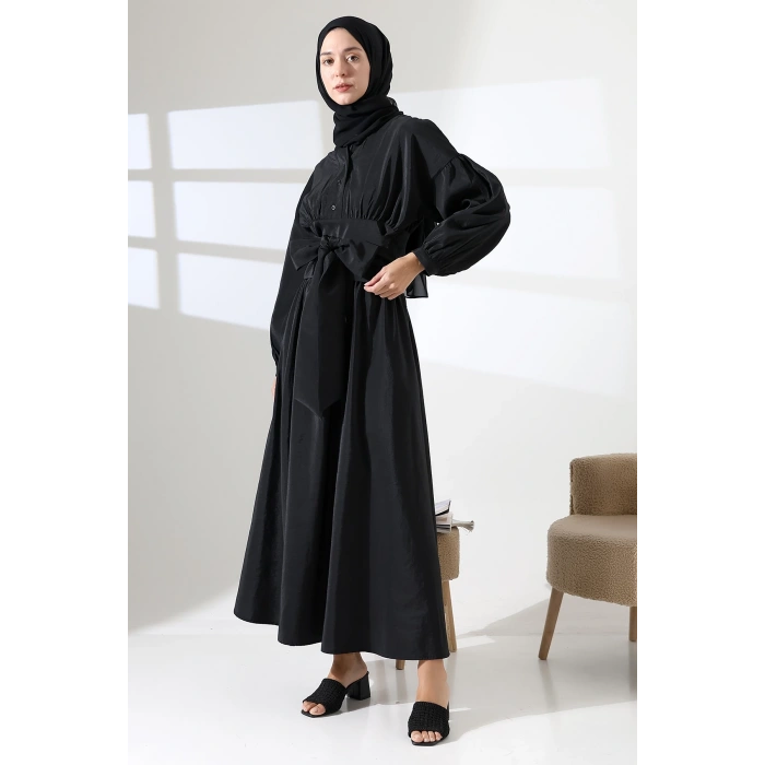 Kadın 100% Pamuk Modal Siyah Gömlek Etek Tesettür Takım