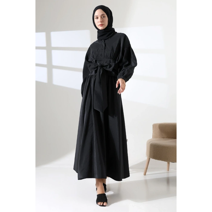 Kadın 100% Pamuk Modal Siyah Gömlek Etek Tesettür Takım