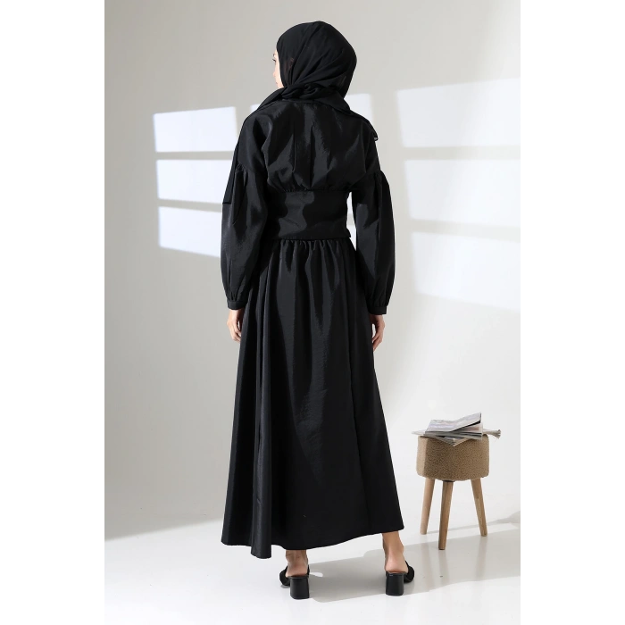 Kadın 100% Pamuk Modal Siyah Gömlek Etek Tesettür Takım