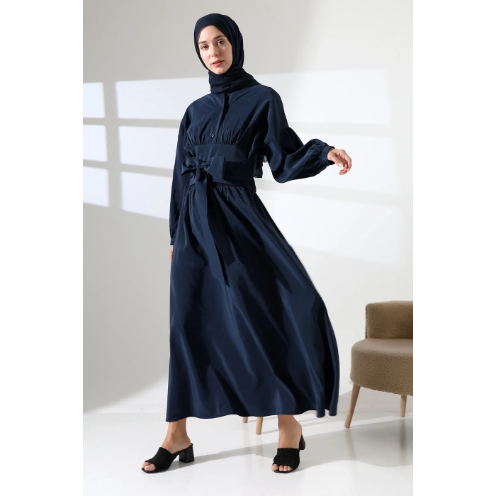 Kadın 100% Pamuk Modal Lacivert Gömlek Etek Tesettür Takım