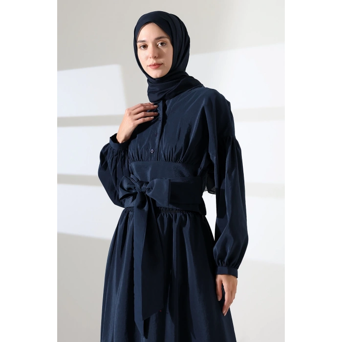 Kadın 100% Pamuk Modal Lacivert Gömlek Etek Tesettür Takım