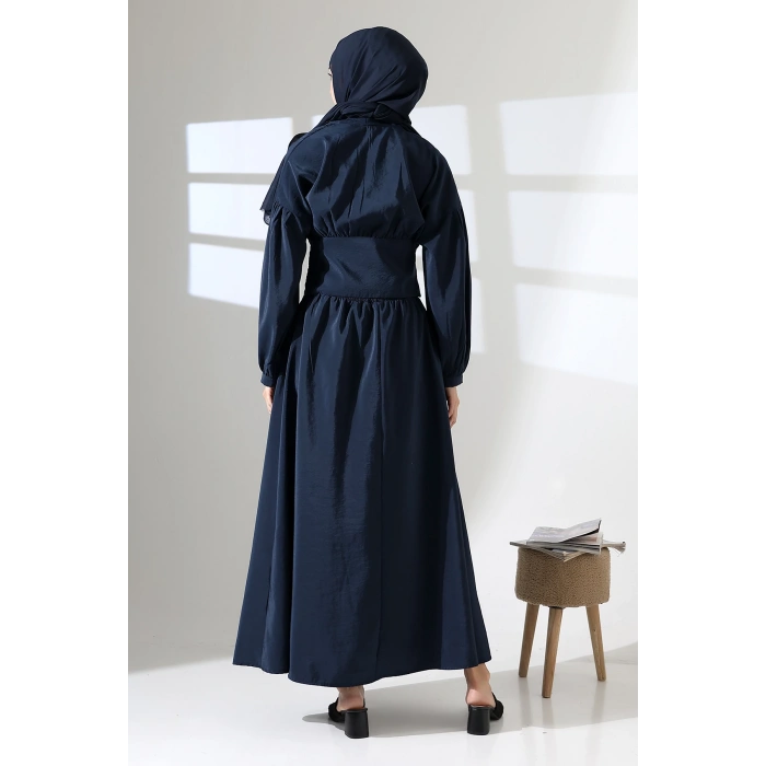 Kadın 100% Pamuk Modal Lacivert Gömlek Etek Tesettür Takım