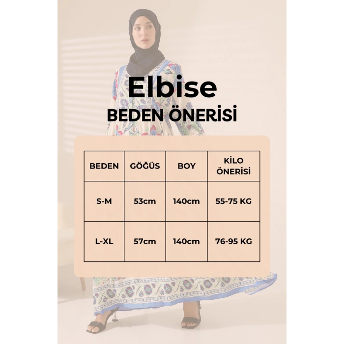 Kadın 100% Pamuk Viskon Desenli Bordo Tesettür Elbise