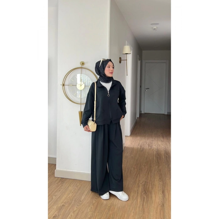 EMİLY MODAL KUMAŞ FERMUARLI TESETTÜR İKİLİ ALT ÜST TAKIM