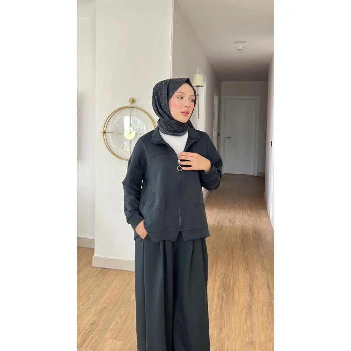 EMİLY MODAL KUMAŞ FERMUARLI TESETTÜR İKİLİ ALT ÜST TAKIM