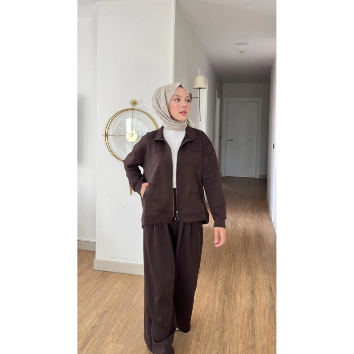 EMİLY MODAL KUMAŞ FERMUARLI TESETTÜR İKİLİ ALT ÜST TAKIM