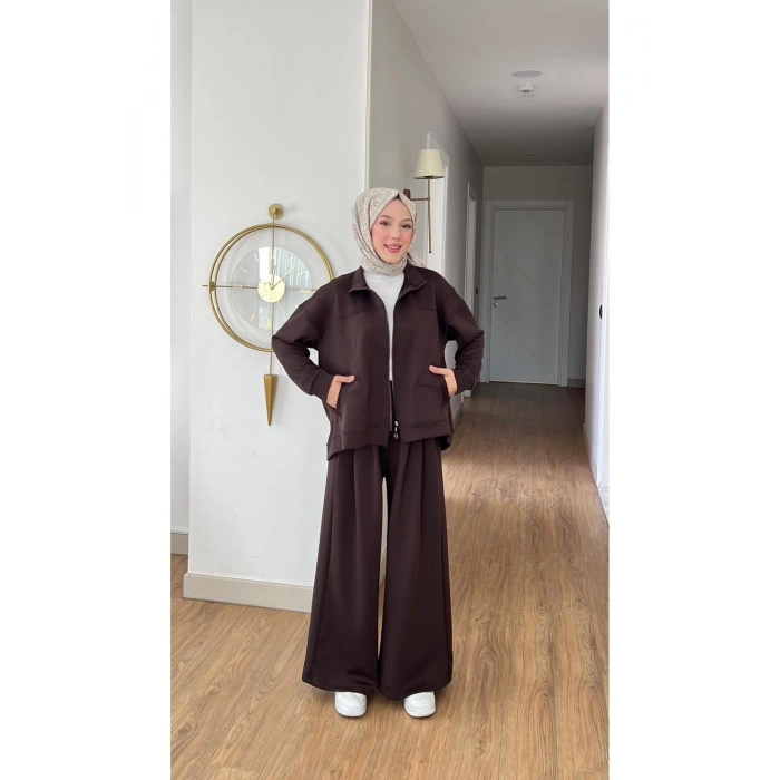 EMİLY MODAL KUMAŞ FERMUARLI TESETTÜR İKİLİ ALT ÜST TAKIM