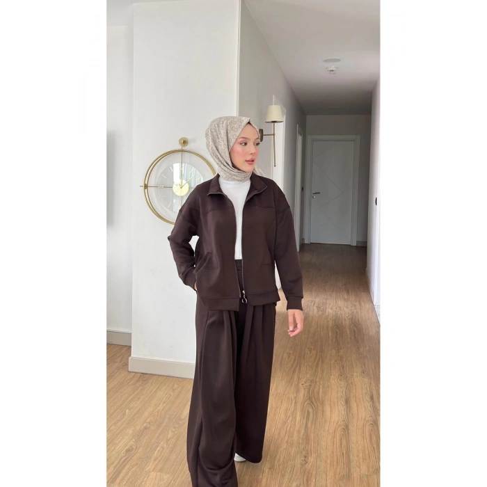 EMİLY MODAL KUMAŞ FERMUARLI TESETTÜR İKİLİ ALT ÜST TAKIM