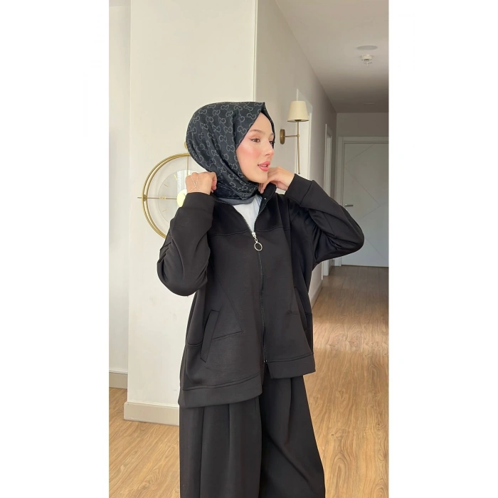 EMİLY MODAL KUMAŞ FERMUARLI TESETTÜR İKİLİ ALT ÜST TAKIM