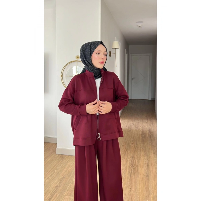 EMİLY MODAL KUMAŞ FERMUARLI TESETTÜR İKİLİ ALT ÜST TAKIM