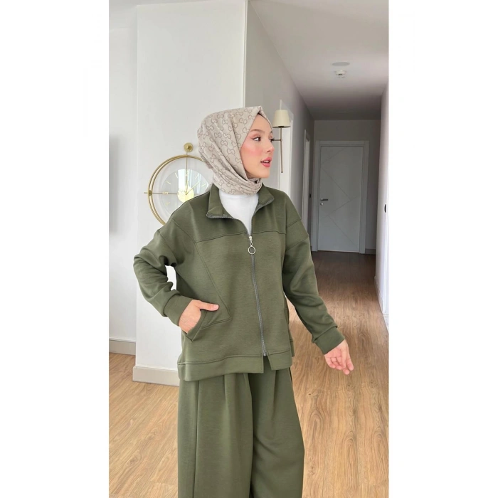 EMİLY MODAL KUMAŞ FERMUARLI TESETTÜR İKİLİ ALT ÜST TAKIM