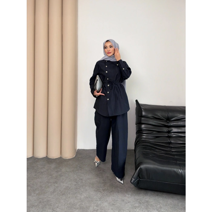 Melina Model Coupra Kumaş Detaylı Kadın Elbise Takım