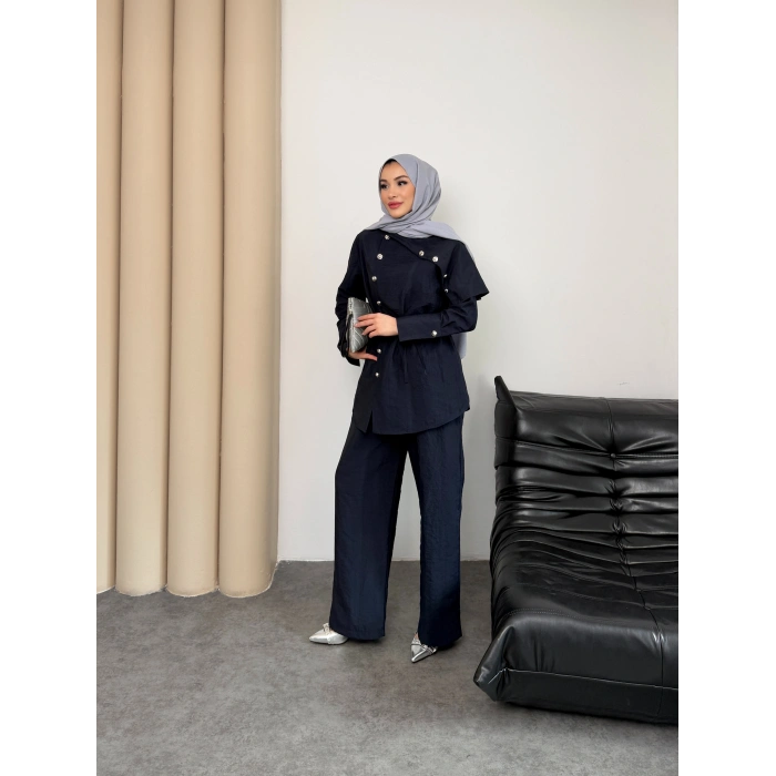 Melina Model Coupra Kumaş Detaylı Kadın Elbise Takım