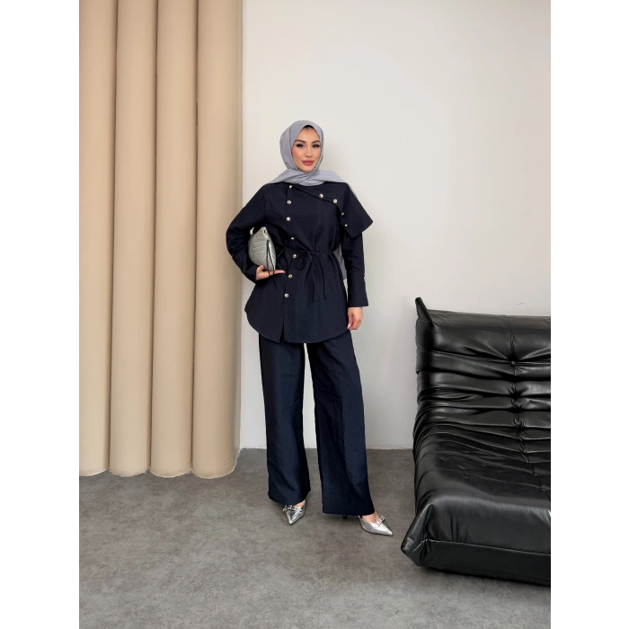 Melina Model Coupra Kumaş Detaylı Kadın Elbise Takım