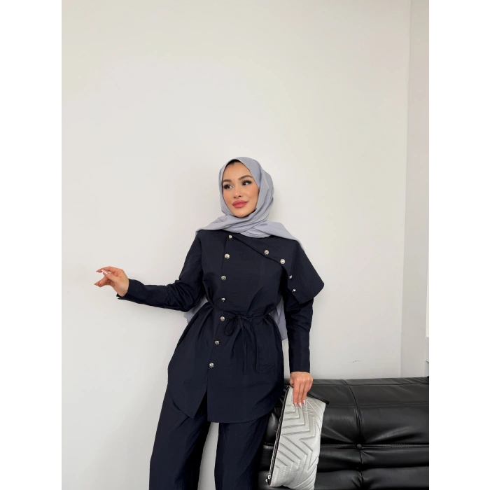 Melina Model Coupra Kumaş Detaylı Kadın Elbise Takım