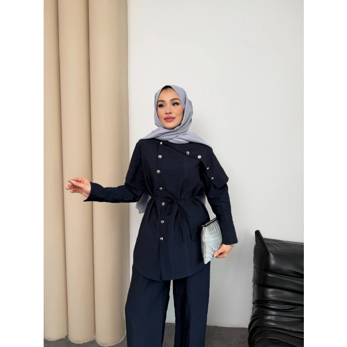 Melina Model Coupra Kumaş Detaylı Kadın Elbise Takım