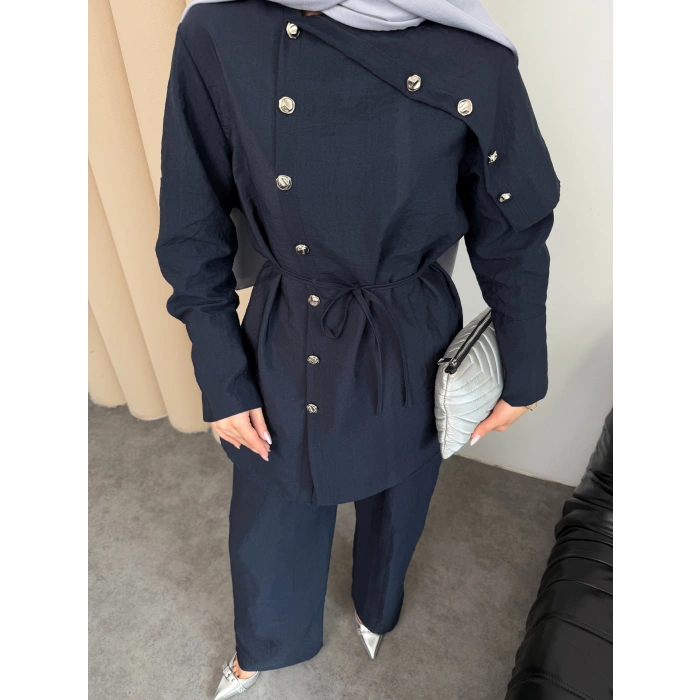 Melina Model Coupra Kumaş Detaylı Kadın Elbise Takım