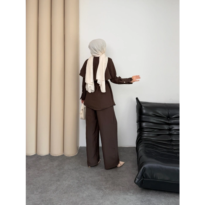 Melina Model Coupra Kumaş Detaylı Kadın Elbise Takım