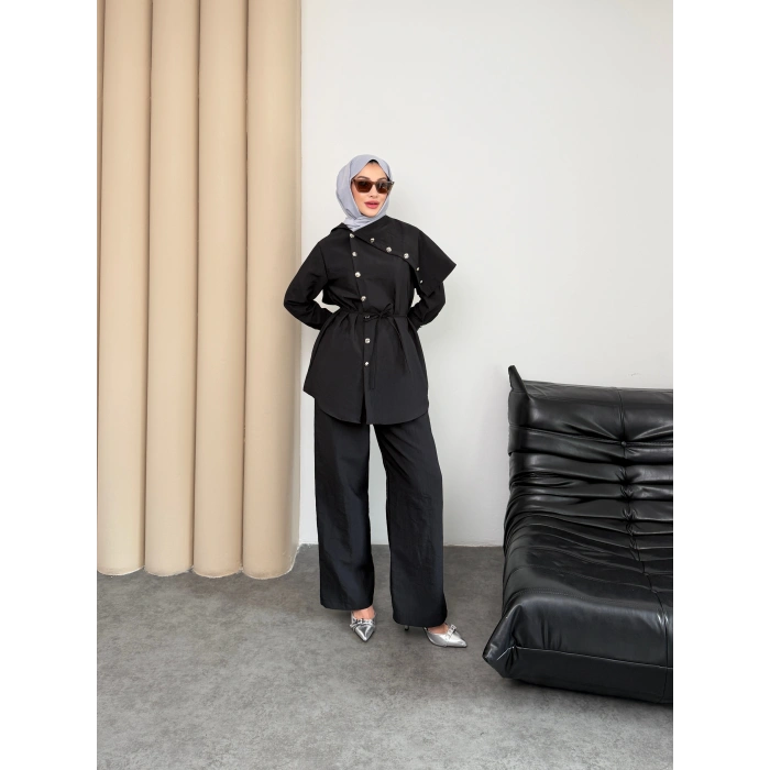 Melina Model Coupra Kumaş Detaylı Kadın Elbise Takım