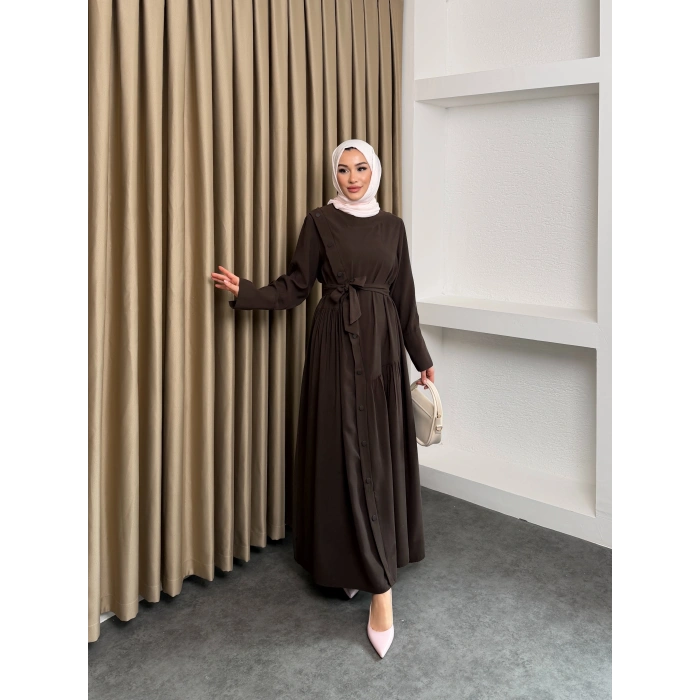 Alesta Model Coupra Kumaş Detaylı Kadın Elbise Takım