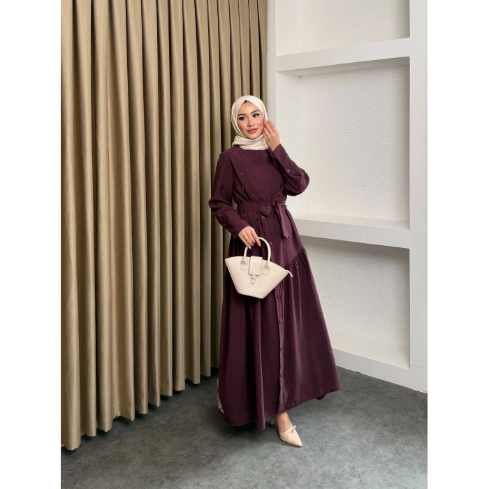 Alesta Model Coupra Kumaş Detaylı Kadın Elbise Takım