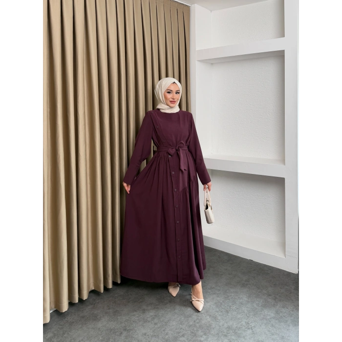 Alesta Model Coupra Kumaş Detaylı Kadın Elbise Takım