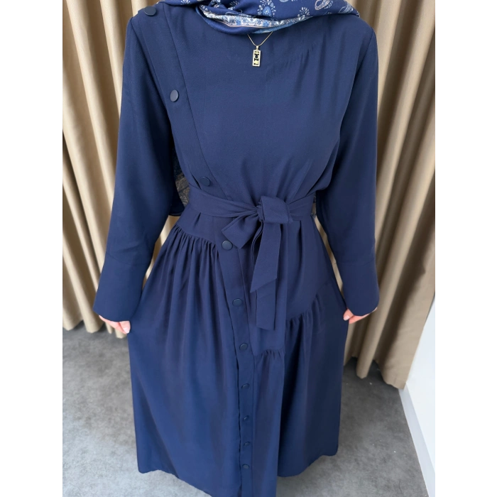 Alesta Model Coupra Kumaş Detaylı Kadın Elbise Takım