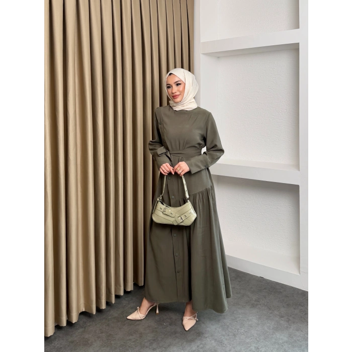 Alesta Model Coupra Kumaş Detaylı Kadın Elbise Takım