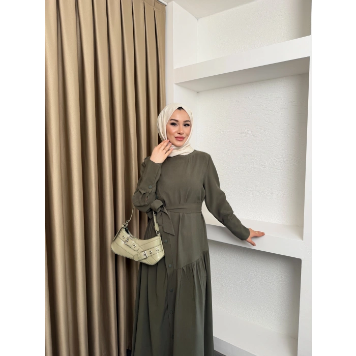 Alesta Model Coupra Kumaş Detaylı Kadın Elbise Takım