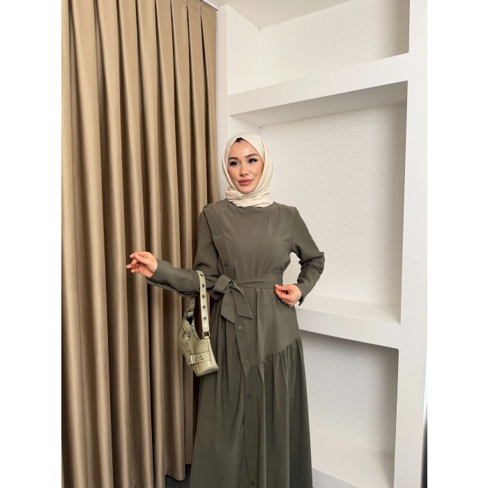 Alesta Model Coupra Kumaş Detaylı Kadın Elbise Takım