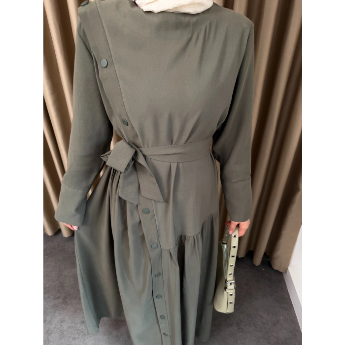 Alesta Model Coupra Kumaş Detaylı Kadın Elbise Takım