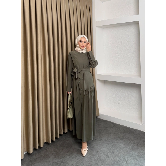 Alesta Model Coupra Kumaş Detaylı Kadın Elbise Takım