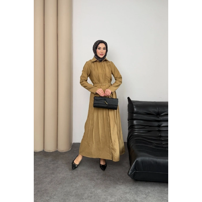 Quenn Model Coupra Model Kumaş Kemer Detaylı Elbise