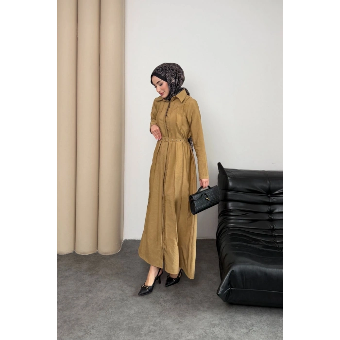 Quenn Model Coupra Model Kumaş Kemer Detaylı Elbise