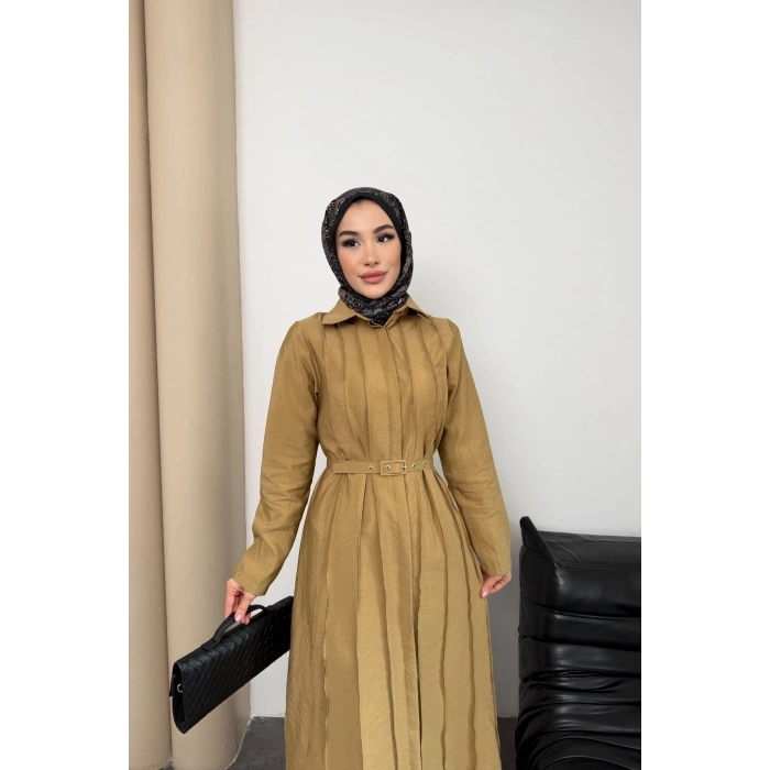 Quenn Model Coupra Model Kumaş Kemer Detaylı Elbise