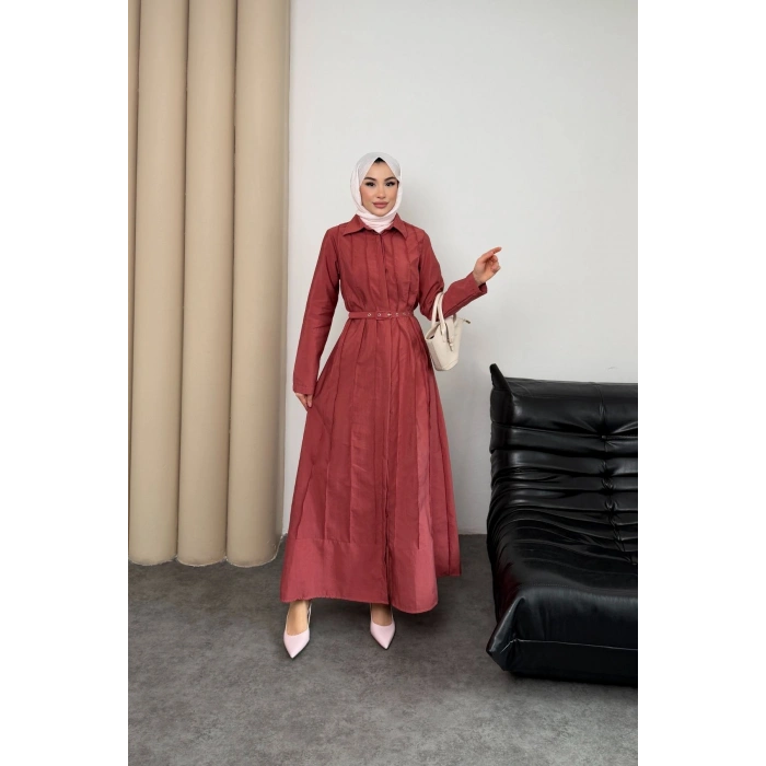 Quenn Model Coupra Model Kumaş Kemer Detaylı Elbise