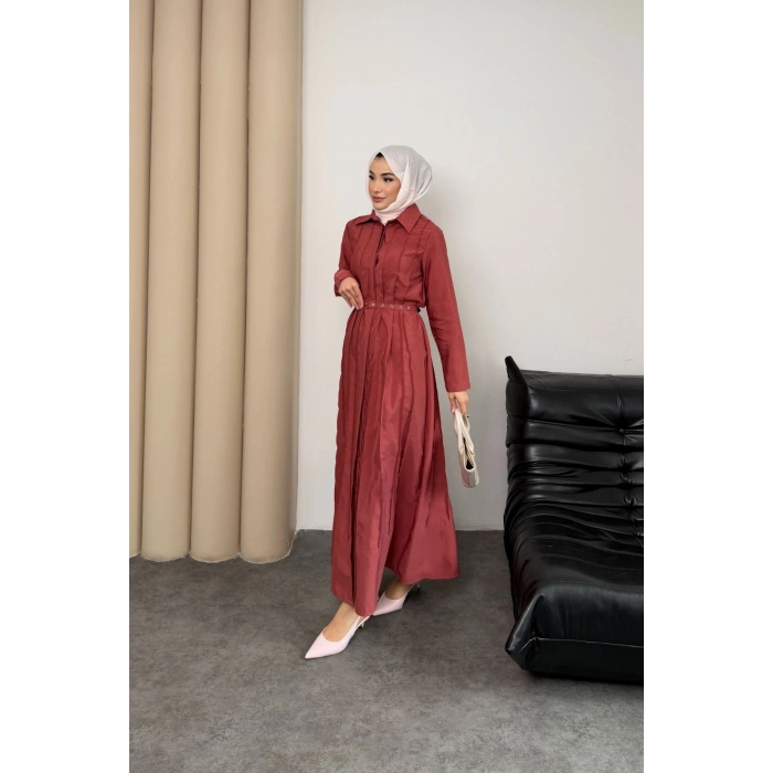 Quenn Model Coupra Model Kumaş Kemer Detaylı Elbise