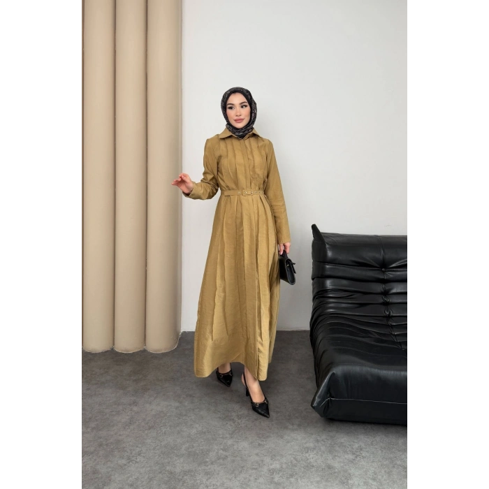 Quenn Model Coupra Model Kumaş Kemer Detaylı Elbise
