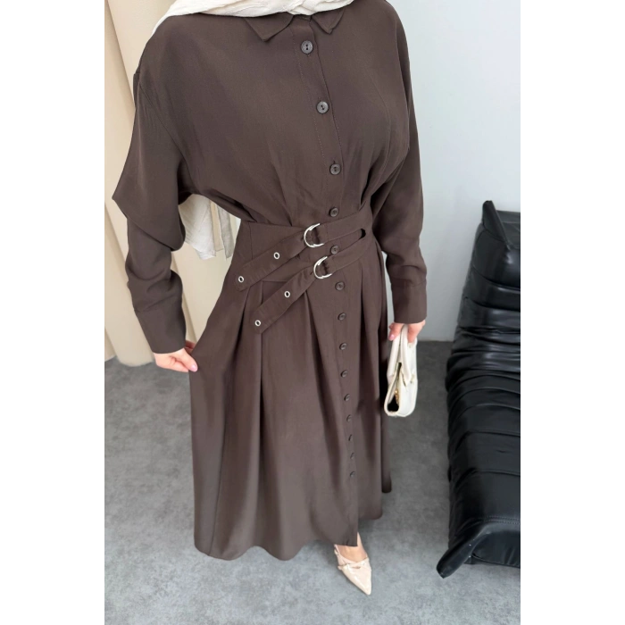 Valeno Model Coupra Model Kumaş Kemer Detaylı Elbise