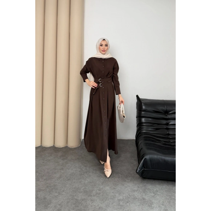 Valeno Model Coupra Model Kumaş Kemer Detaylı Elbise