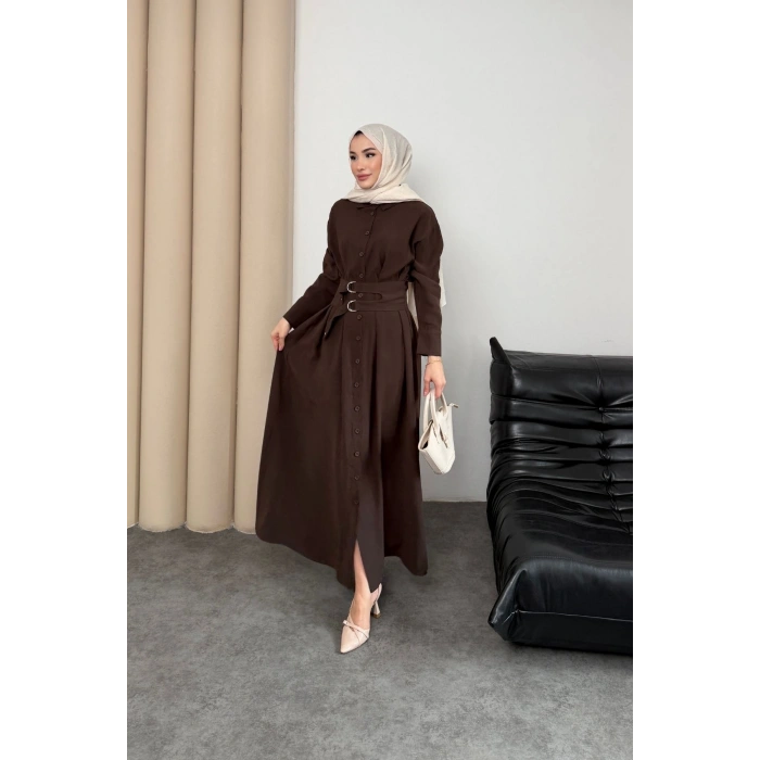 Valeno Model Coupra Model Kumaş Kemer Detaylı Elbise