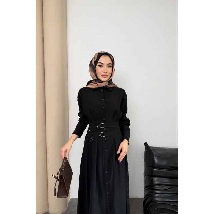 Valeno Model Coupra Model Kumaş Kemer Detaylı Elbise