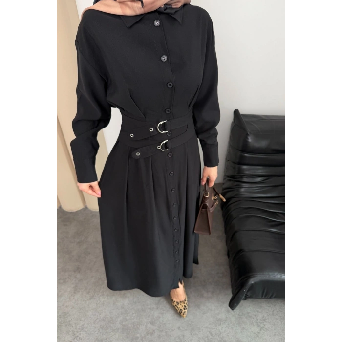 Valeno Model Coupra Model Kumaş Kemer Detaylı Elbise