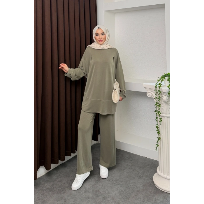 Kalina Model İthal Pike Kumaş Cep Detaylı Kadın Takım