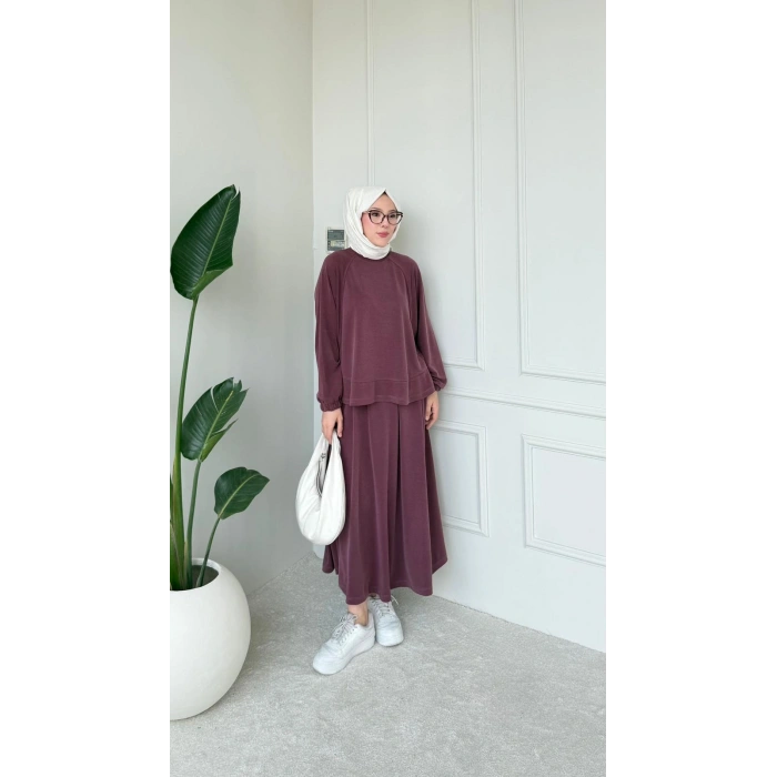 Lily Model İthal Pike Kumaş Bilek Büzgü Detaylı Kadın Takım