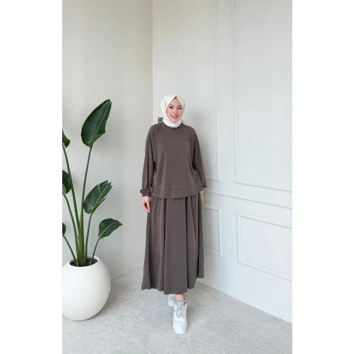 Lily Model İthal Pike Kumaş Bilek Büzgü Detaylı Kadın Takım