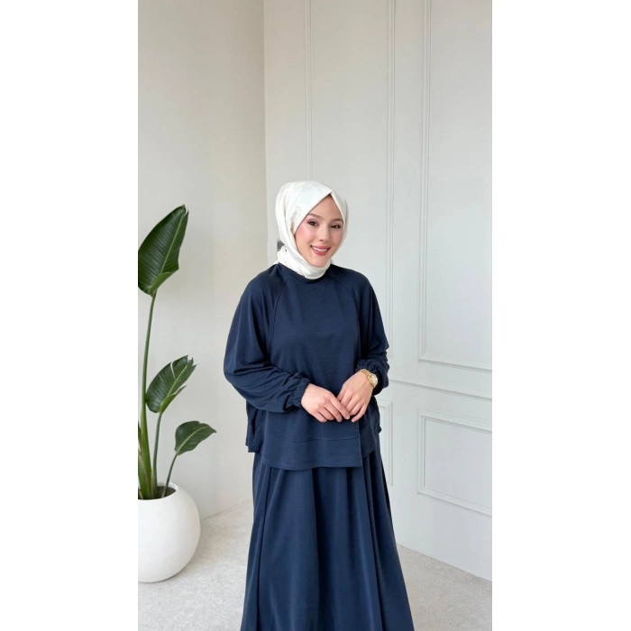 Lily Model İthal Pike Kumaş Bilek Büzgü Detaylı Kadın Takım